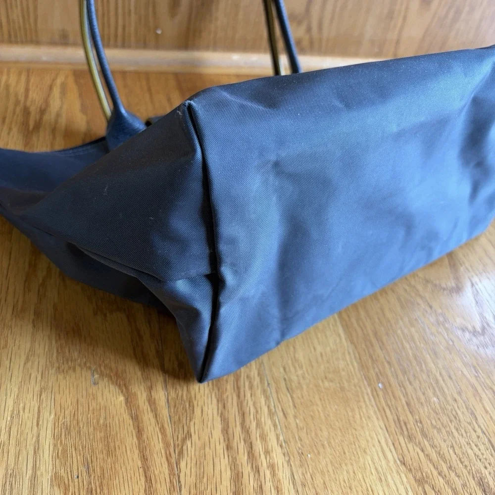 Longchamp Le Pliage Club Tote Bag Light Gray Medium‎ Shoulder Bag Embroidered